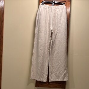 Chic Beige Elastic Waist Pants - size Small